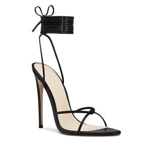 Femme LA Black Athens Lace Up Heels